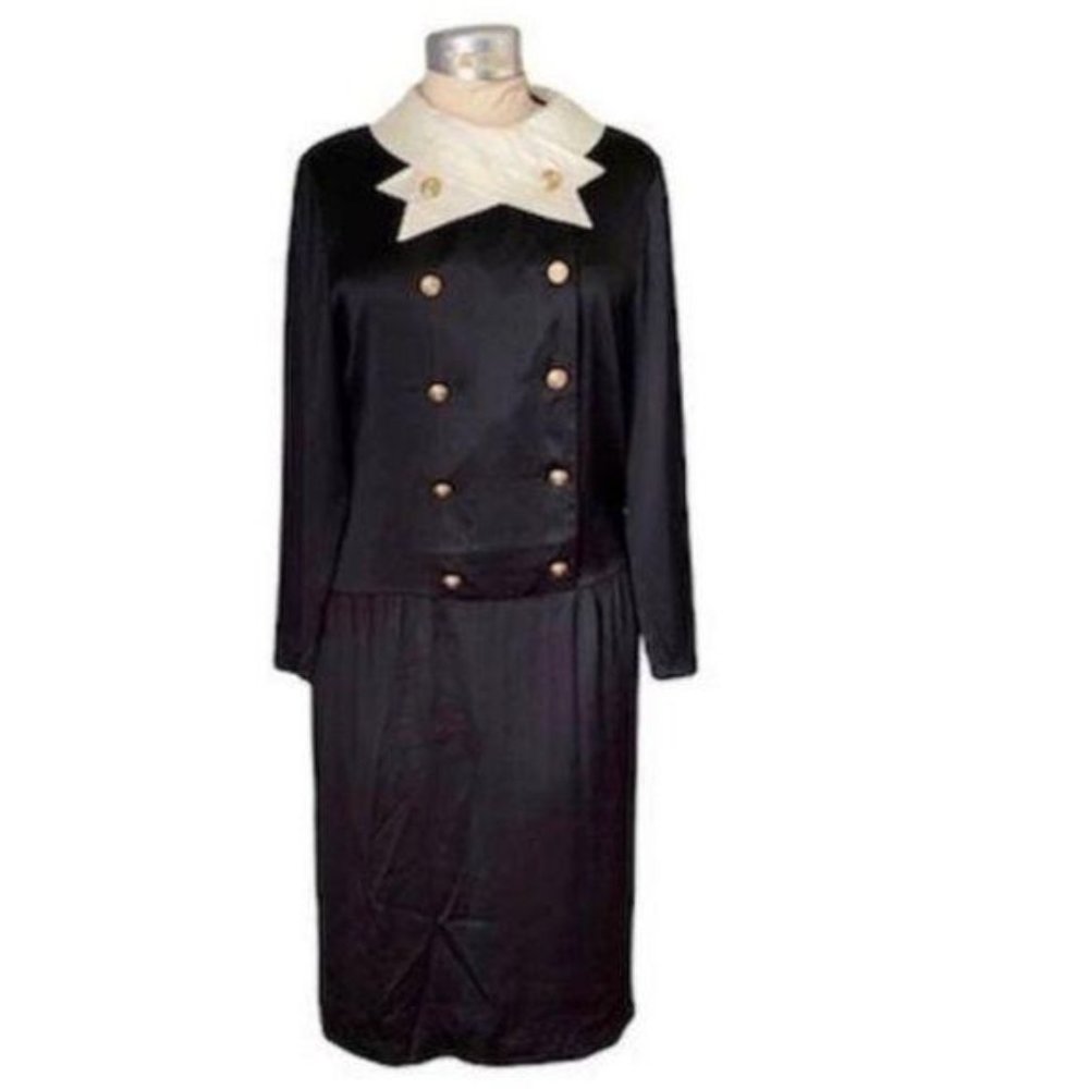 Vintage HORCHOW Dress Couture Drop Waist Bib Colla